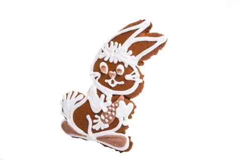 Ginger cookie hare isolated Stock Photos