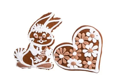 Ginger cookie hare isolated Stock Photos