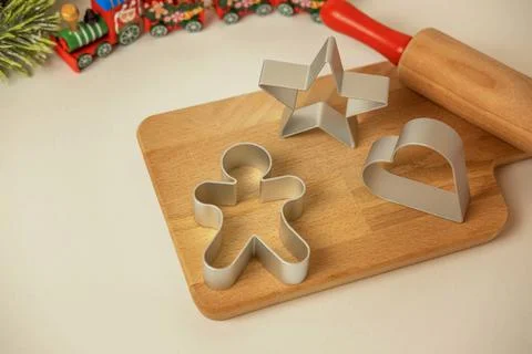 Ginger cookies, gingerbread man , making christmas cookies , christmas concept Stock Photos
