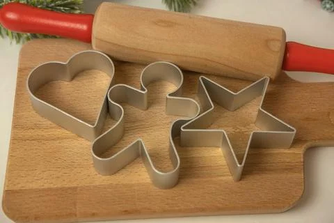 Ginger cookies, gingerbread man , making christmas cookies , christmas concept Stock Photos