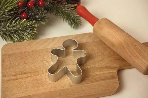 Ginger cookies, gingerbread man , making christmas cookies , christmas concept Stock Photos