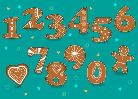 Ginger Cookies Numbers Stock-Illustration