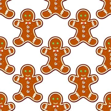 Ginger cookies seamless pattern background Stock Illustration