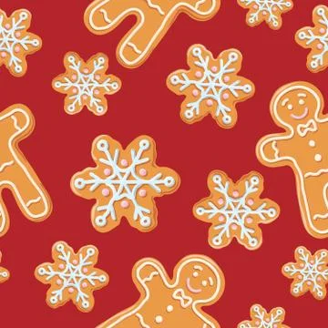Ginger cookies seamless pattern. Stock Illustration