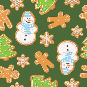 Ginger cookies seamless pattern. Stock Illustration