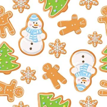 Ginger cookies seamless pattern. Stock Illustration