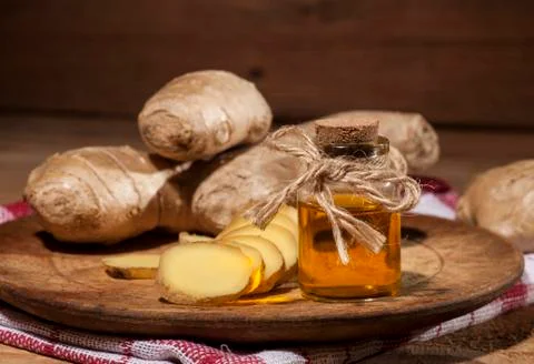 Ginger Essential oil Stock Photos