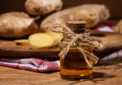 Ginger Essential oil Stock Photos