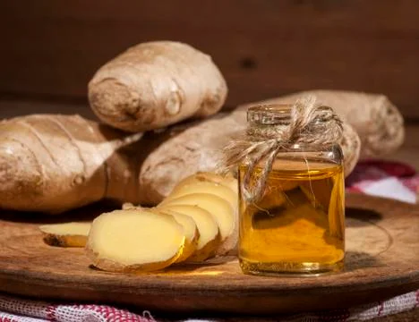 Ginger Essential oil Stock Photos