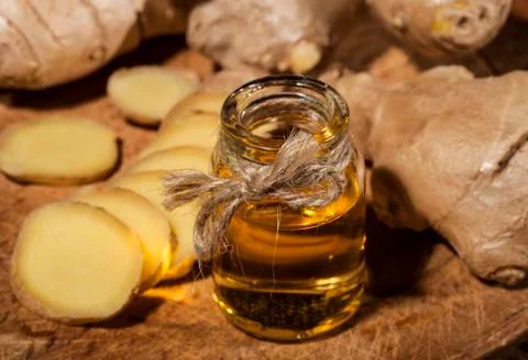 Ginger Essential oil Stock Photos