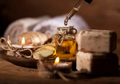Ginger Essential oil Foto stock