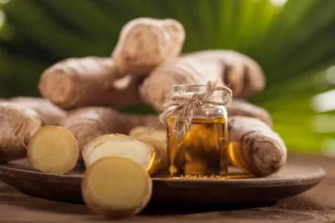 Ginger Essential oil Stock Photos