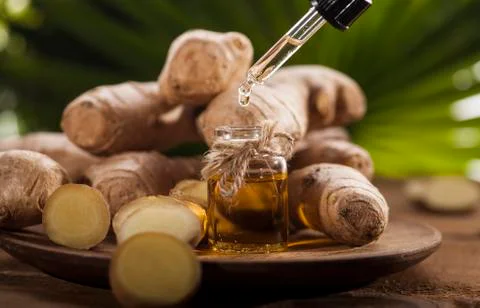 Ginger Essential oil Stock Photos