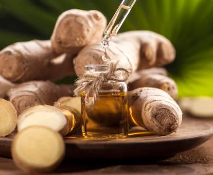 Ginger Essential oil Stock Photos