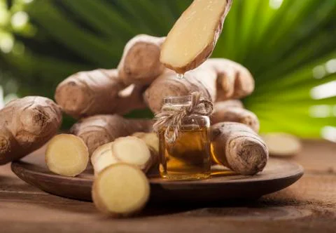 Ginger Essential oil Stock Photos