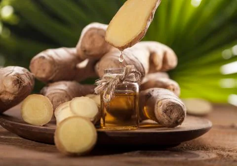 Ginger Essential oil Stock Photos