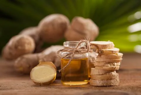 Ginger Essential oil Stock Photos