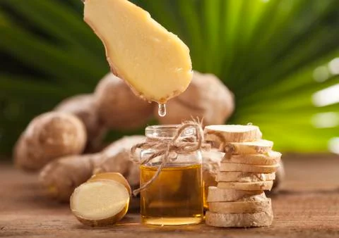 Ginger Essential oil Stock Photos