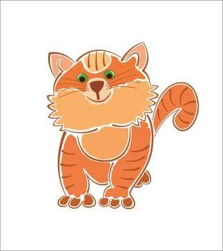 Ginger fat tabby cute cat  Stockillustratie