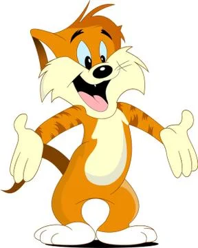 Ginger funny cartoon cat. Vector illustration Stock Illustration