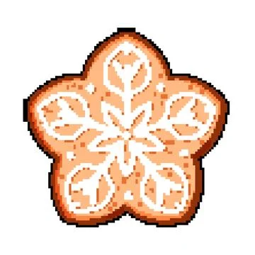 Ginger gingerbread pixel art vector illustration Stock Illustration