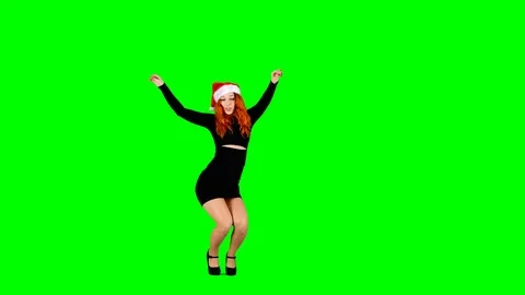 Ginger Haired Female Dancing Sensually while Touching her Body on Green Screen Stock Footage 97853409