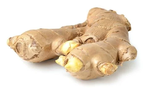 Ginger isolated on white background, herb vegatable food in Asia. Stock Photos