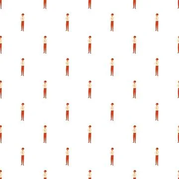 Ginger man character repeating pattern standing with folded arms Stock Illustration