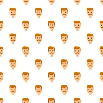 Ginger man face cartoon avatar seamless pattern Stock Illustration