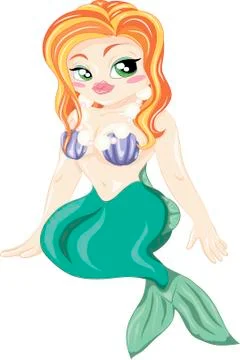 Ginger mermaid Stock Illustration