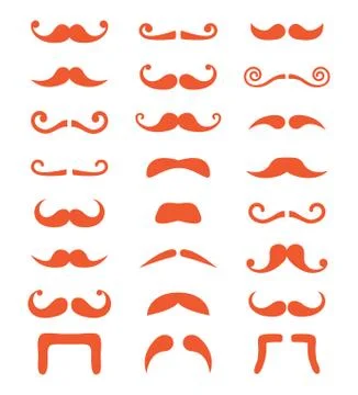 Ginger moustache or mustache vector icons set Stock Illustration