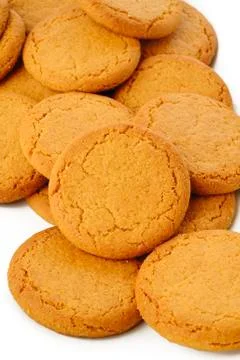 Ginger nut biscuts on white background Stock Photos