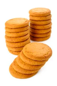 Ginger nut biscuts on white Stock Photos