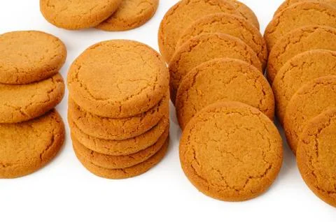 Ginger nut biscuts on white Stock Photos