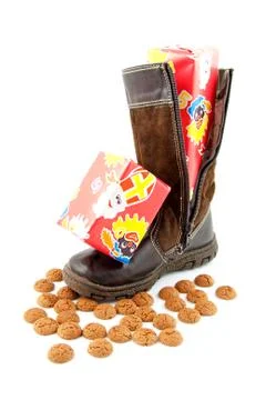 Ginger nuts and presents in boot Stock Photos