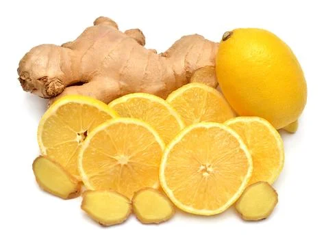 Ginger root and lemon isolated on a white background. Perfectly retouched, .. Stock Photos
