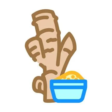 Ginger root ayurvedic herb color icon vector illustration 스톡 일러스트