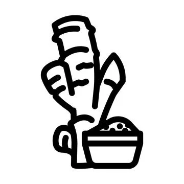 Ginger root ayurvedic herb line icon vector illustration 스톡 일러스트