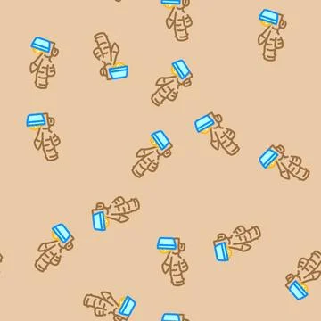 Ginger root ayurvedic herb vector seamless pattern Stock Illustration