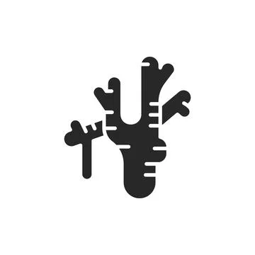 Ginger root black glyph icon. Spices, seasoning. Stock Illustration