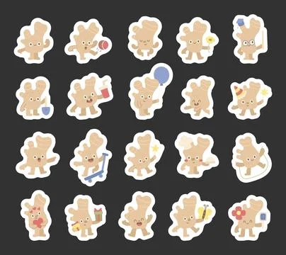 Ginger root character set in scandinavian style Stock Illustration