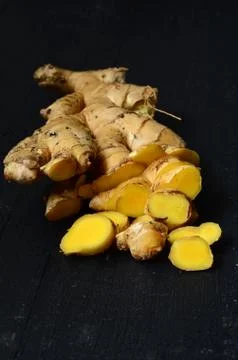 Ginger root closeup Stock Photos
