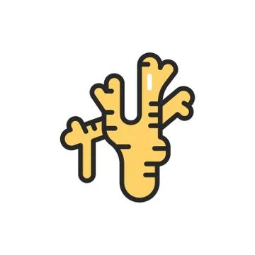 Ginger root color line icon. Spices, seasoning. Stock Illustration