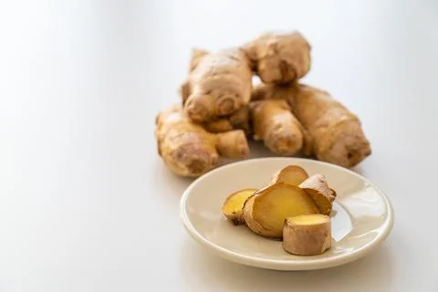 Ginger root cut. Stock Photos