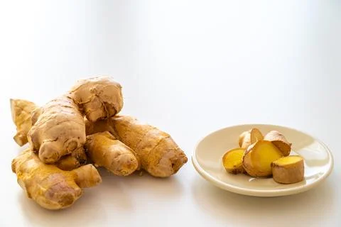 Ginger root cut. Stock Photos