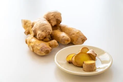 Ginger root cut. Stock Photos
