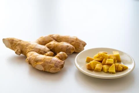 Ginger root cut. Stock Photos