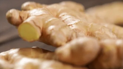 Ginger Root Falls onto other Ginger Roots No. 1 Stock Footage 99163123