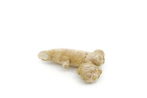 Ginger root isolated with soft shadows on white. Stock Photos