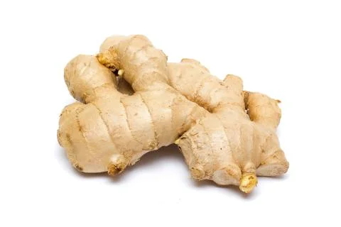 Ginger root isolated on white background Stock Photos